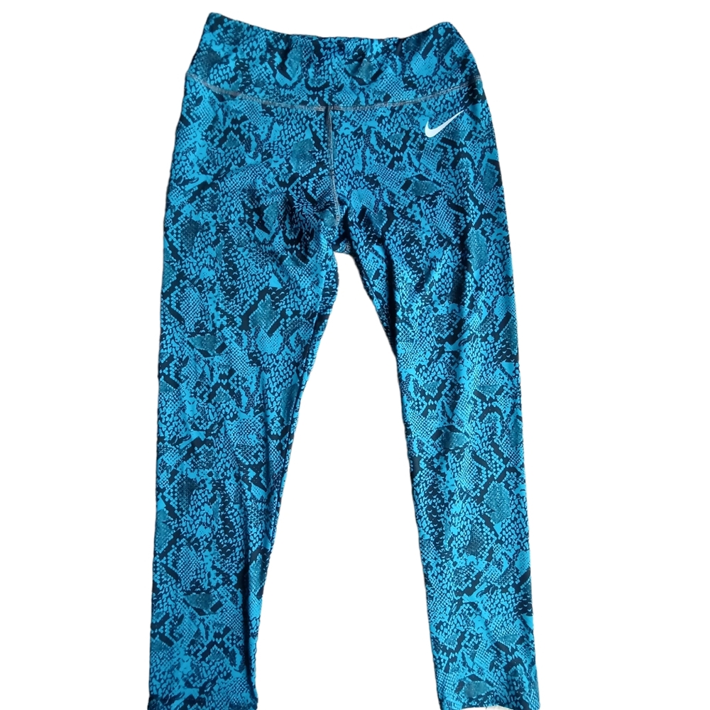 Nike dri fit turquoise/ teal snakeskin print leggings size XL